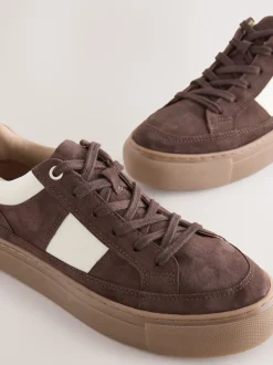 Daim marron chocolat - Baskets à lacets Forever Comfort® en cuir à bandes latérales épaisses