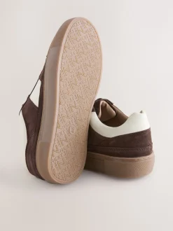 Daim marron chocolat - Baskets à lacets Forever Comfort® en cuir à bandes latérales épaisses