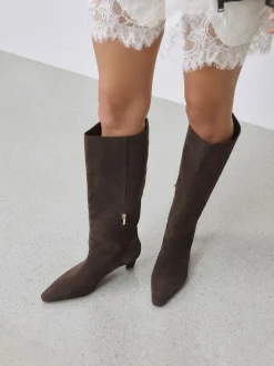 Daim marron chocolat - Bottes à talons Forever Comfort® à bout pointu