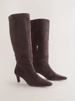 Daim marron chocolat - Bottes à talons Forever Comfort® à bout pointu