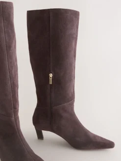 Daim marron chocolat - Bottes à talons Forever Comfort® à bout pointu