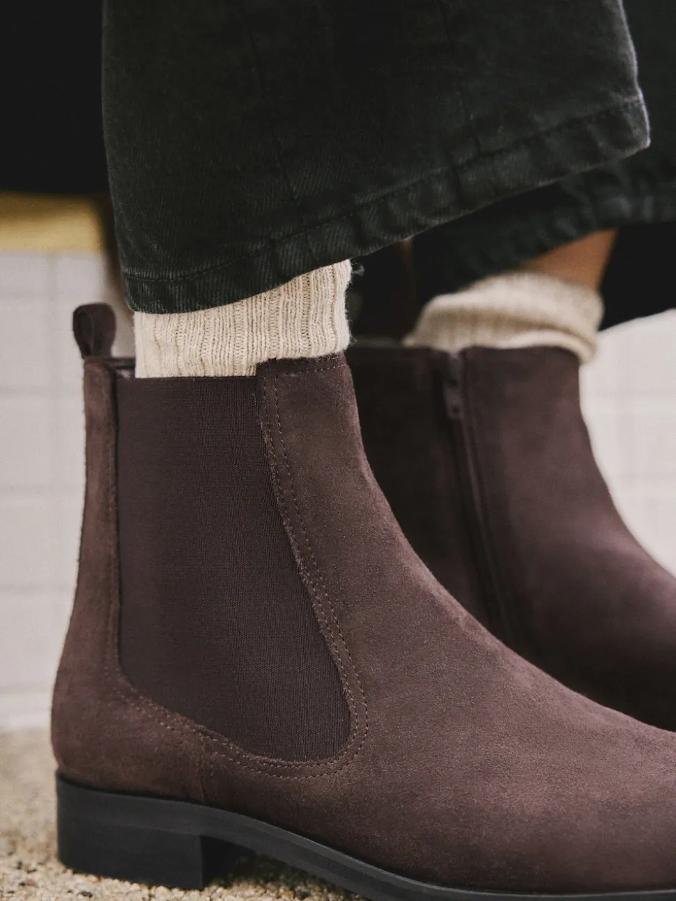 Daim marron chocolat - Bottines Chelsea ultra confortables