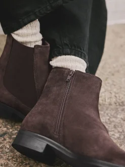 Daim marron chocolat - Bottines Chelsea ultra confortables