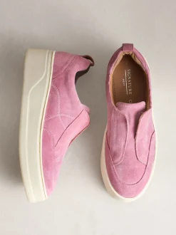 Daim rose - Baskets Signature en cuir à plateforme compensée épaisse