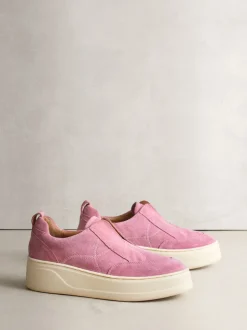 Daim rose - Baskets Signature en cuir à plateforme compensée épaisse