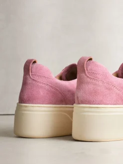 Daim rose - Baskets Signature en cuir à plateforme compensée épaisse