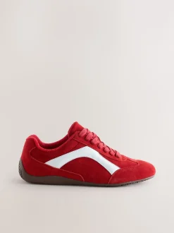 Daim rouge - Baskets à lacets Forever Comfort® en cuir à semelle slim