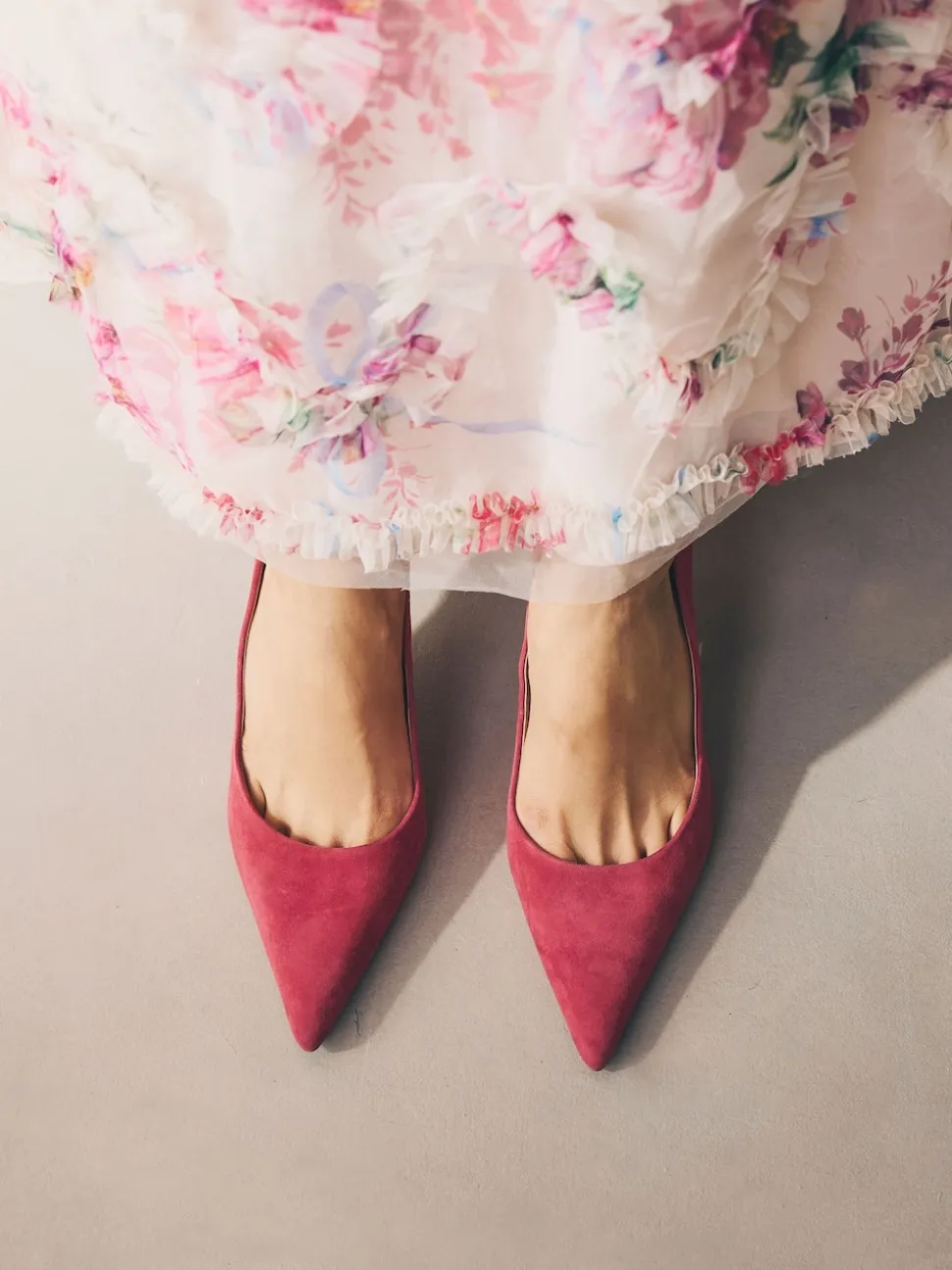 Daim rouge - Chaussures de milieu de terrain en cuir