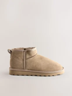 Daim taupe neutre - Bottes en fausse fourrure déperlantes