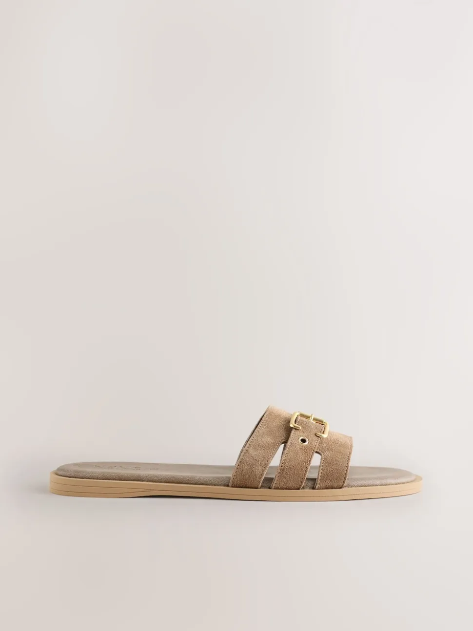 Daim Taupe neutre - Sandales mules à boucle