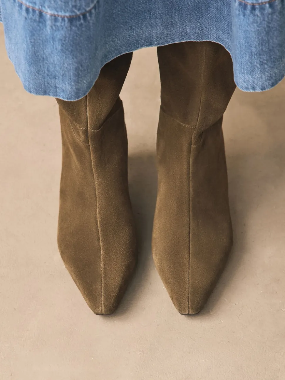 Daim vert kaki - Bottes à talons Forever Comfort® à bout pointu