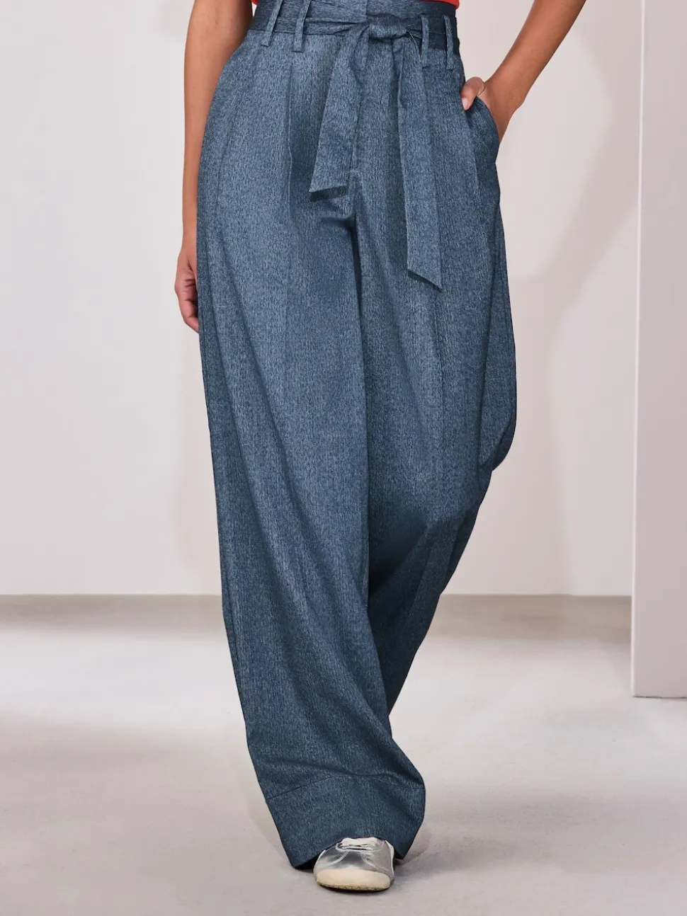 Denim - Pantalons ultra-larges Ceinturé