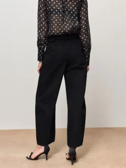 Denim noir - Jean barrel ceinturé