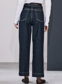 Délavage bleu - Jean denim à jambe large