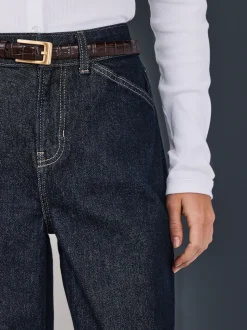Délavage bleu - Jean denim à jambe large