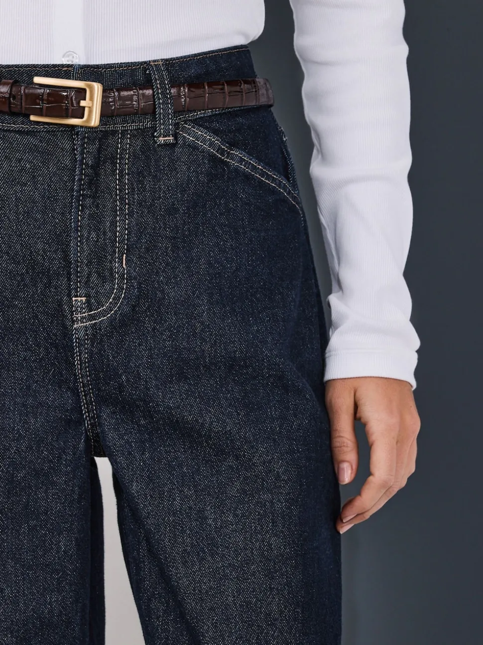 Délavage bleu - Jean denim à jambe large