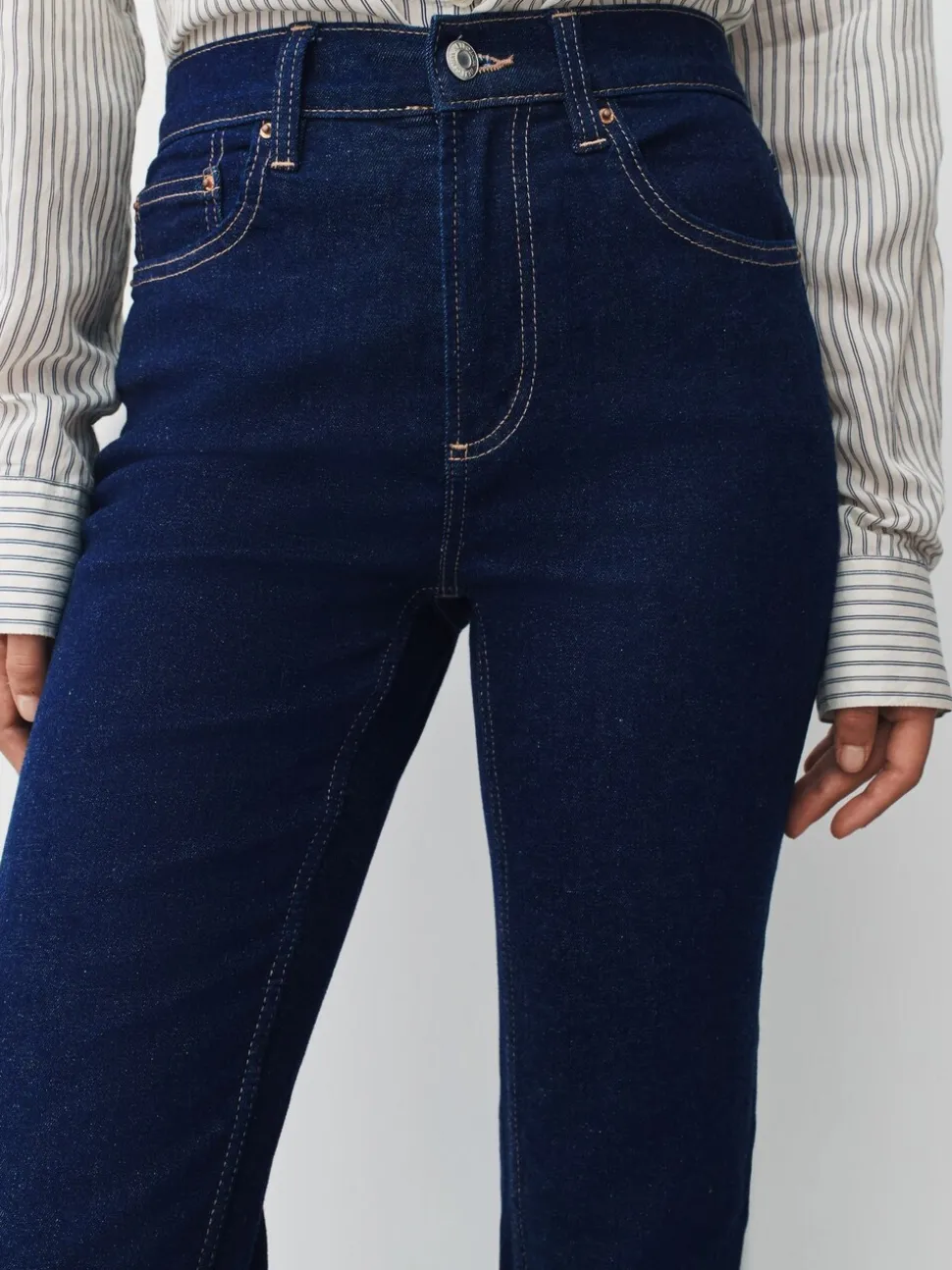 Délavage bleu - Jean extensible ajusté taille milieu