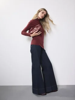 Délavage bleu - Jean extensible Ample taille haute