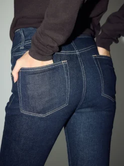 Délavage bleu - Jean évasé extensible à taille haute