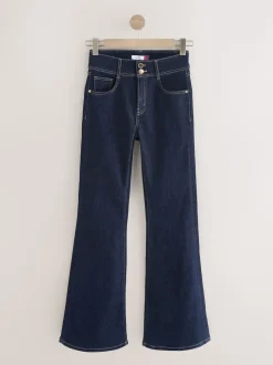 Délavage bleu - Jean évasé extensible à taille haute