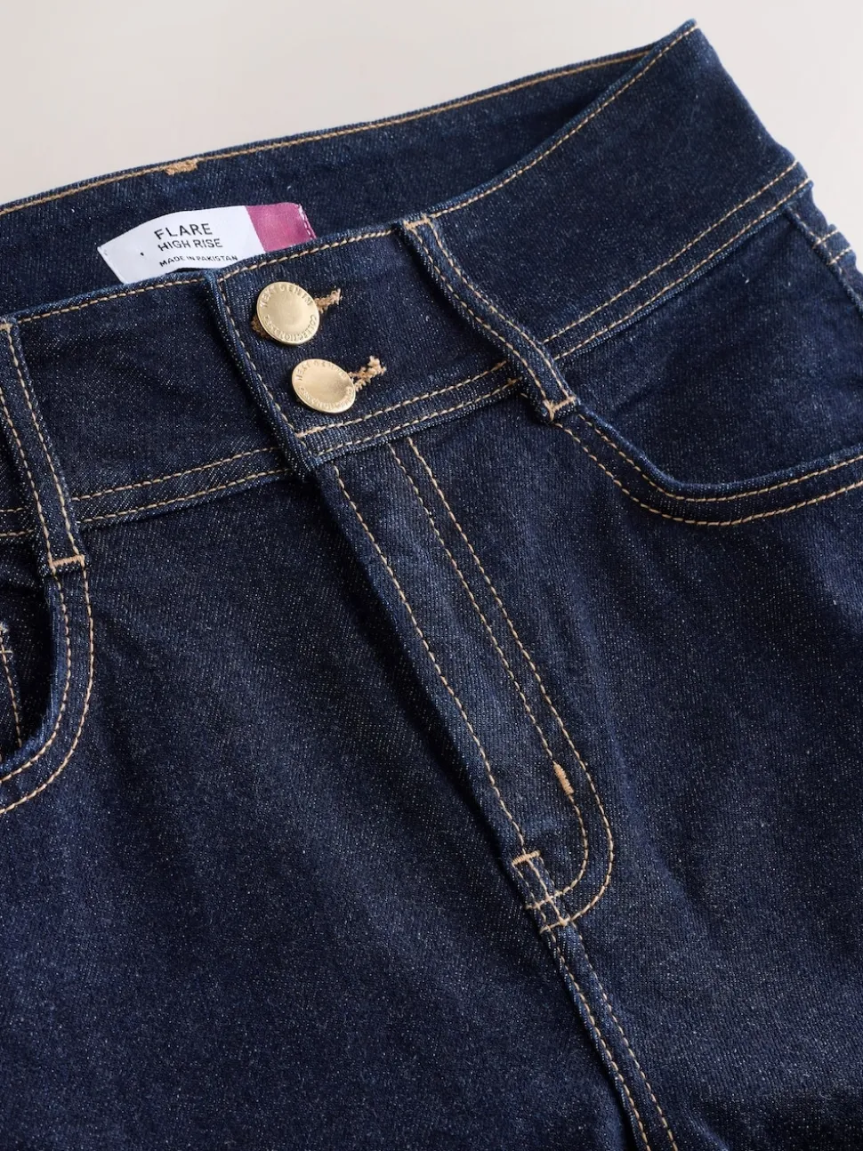 Délavage bleu - Jean évasé extensible à taille haute