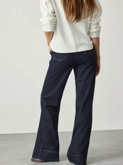 Délavage bleu - Jeans Ample Or à boutons sur le devant