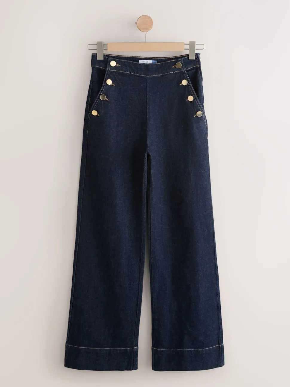 Délavage bleu - Jeans Ample Or à boutons sur le devant