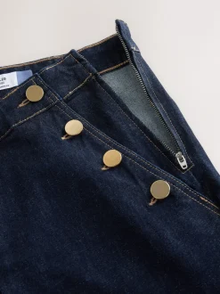 Délavage bleu - Jeans Ample Or à boutons sur le devant