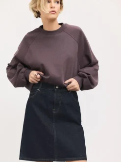 Délavage bleu - Jupe en Denim jusqu'au genou