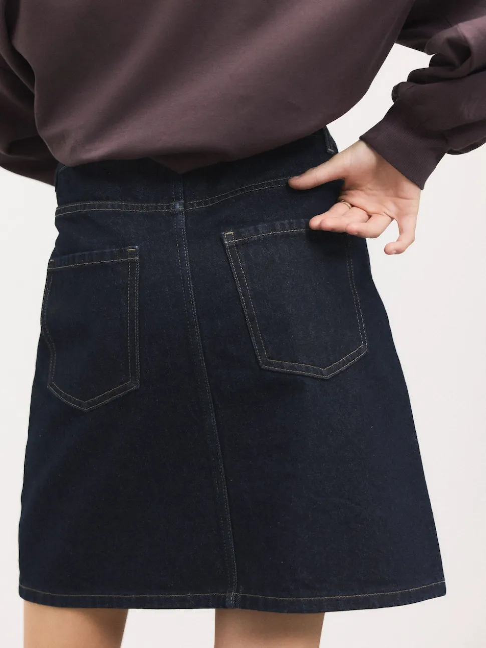Délavage bleu - Jupe en Denim jusqu'au genou