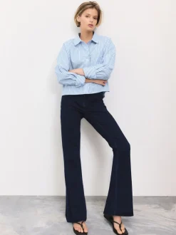 Délavage bleu - Leggings évasés en jersey de denim