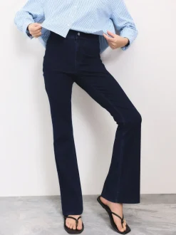 Délavage bleu - Leggings évasés en jersey de denim
