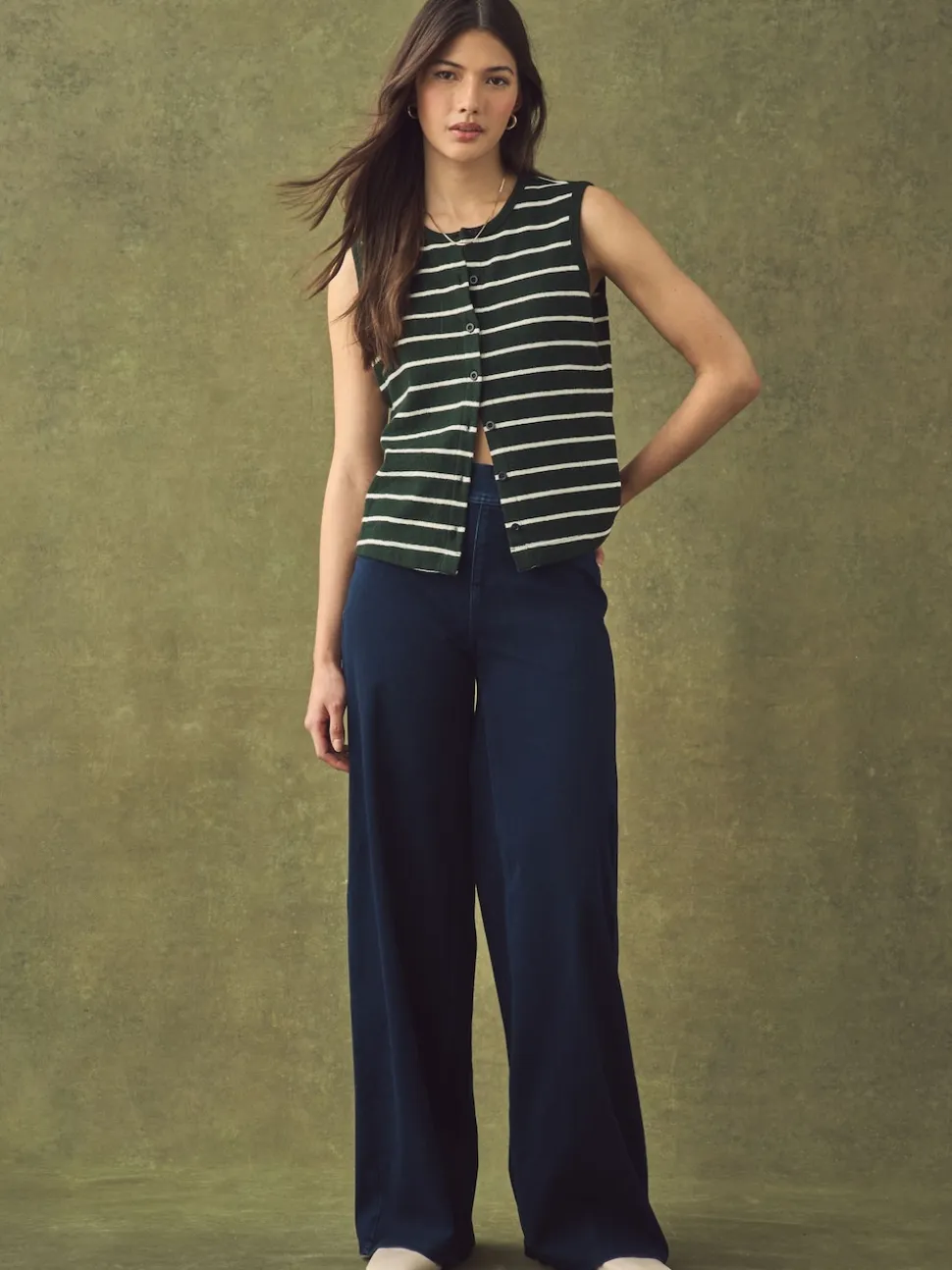 Délavage bleu - Pantalon large en denim de jersey
