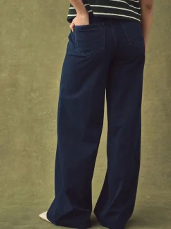 Délavage bleu - Pantalon large en denim de jersey