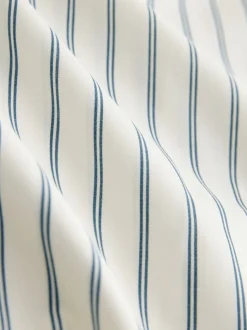 Ecru/Marine - Chemise extensible ajustée Essential à manches longues