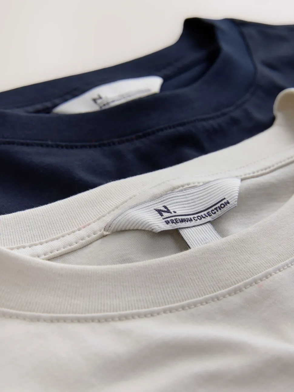 Ecru/Marine - Lot de 2 t-shirts Supima à manches courtes