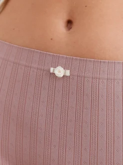 Ecru/Rose - Lot de 3 culottes sans coutures en pointelle