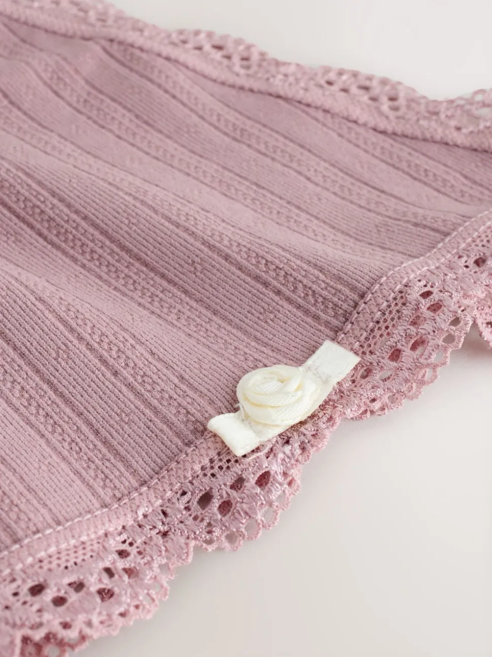 Ecru/Rose - Lot de 3 culottes sans coutures en pointelle