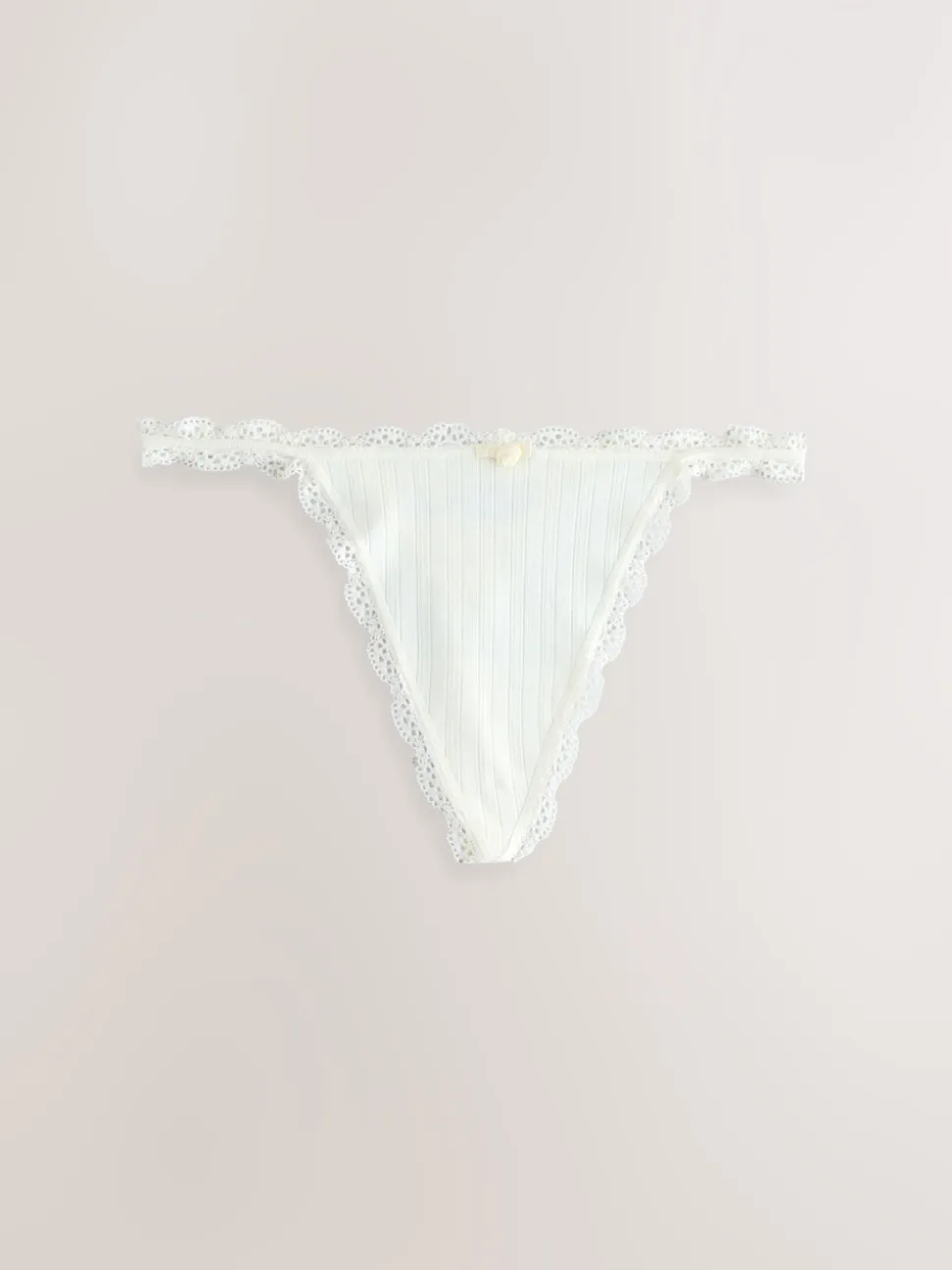 Ecru/Rose - Lot de 3 culottes sans coutures en pointelle