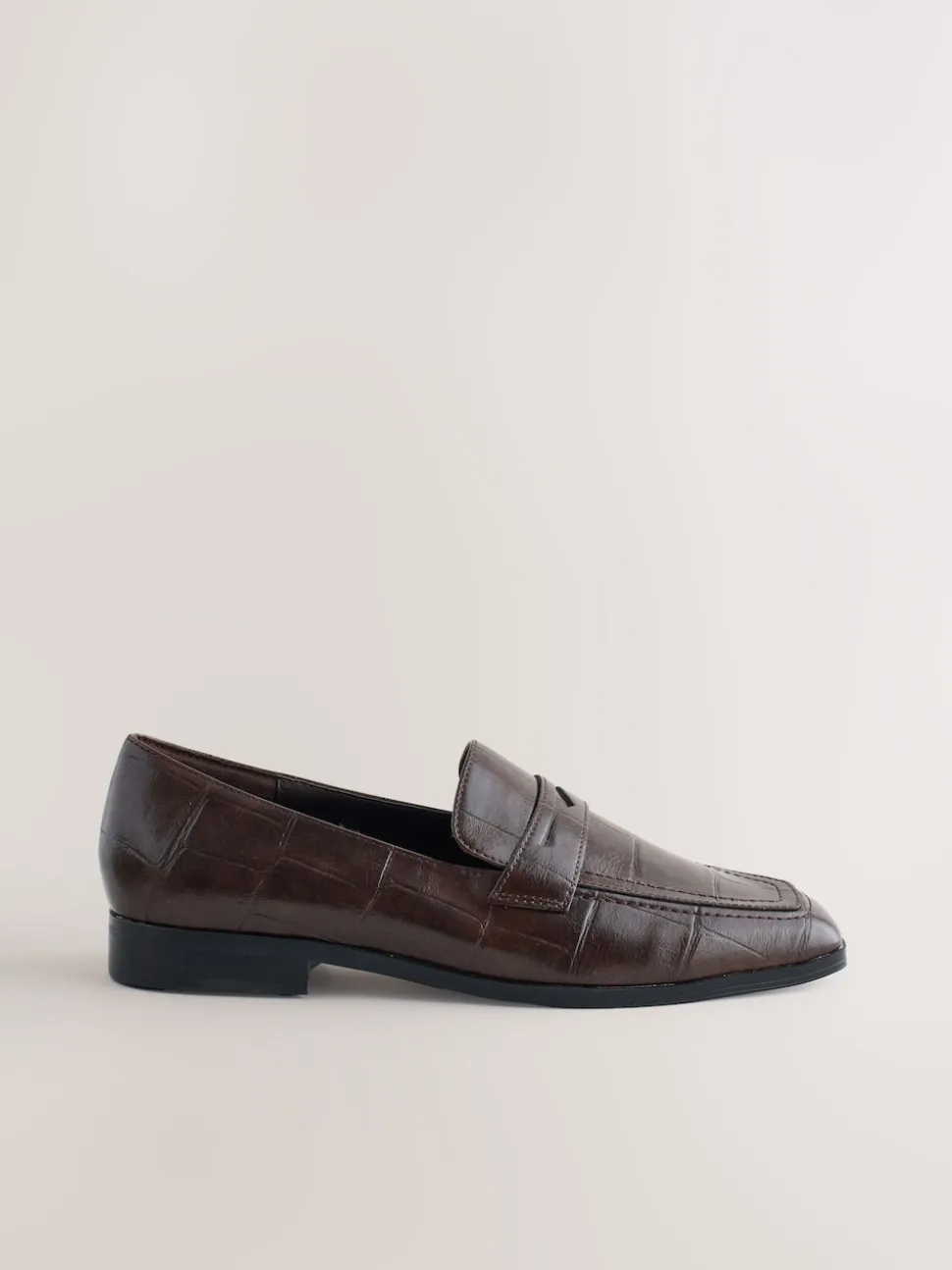 Effet croco Marron chocolat - Mocassins Forever Comfort® à bout carré