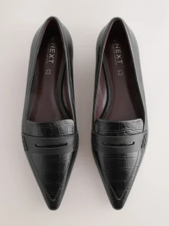 Effet croco Noir en relief - Mocassins Forever Comfort® Premium en cuir à bout pointu