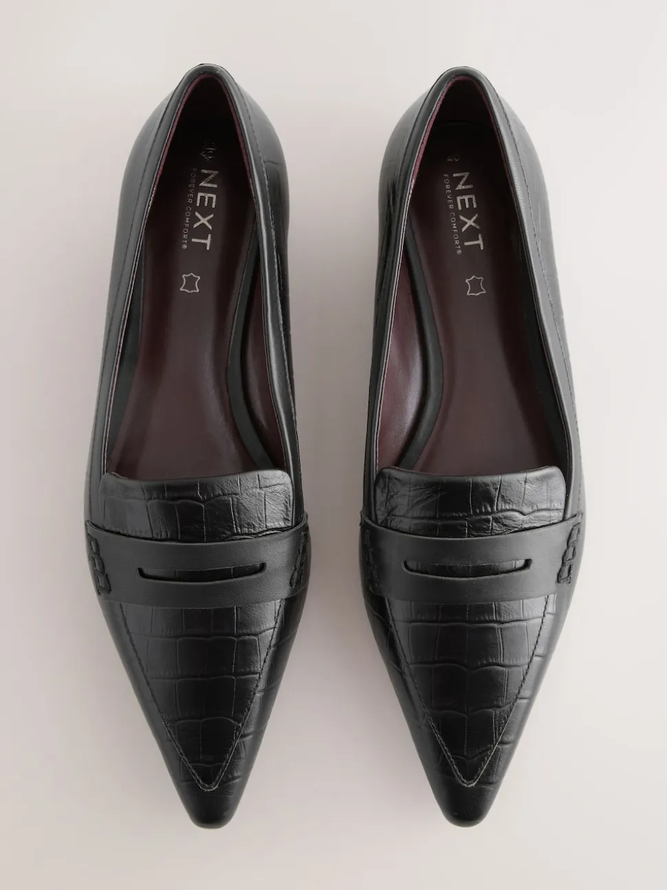 Effet croco Noir en relief - Mocassins Forever Comfort® Premium en cuir à bout pointu
