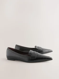 Effet croco Noir en relief - Mocassins Forever Comfort® Premium en cuir à bout pointu