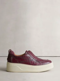 Effet Crocs bordeaux - Baskets Signature en cuir à plateforme compensée épaisse