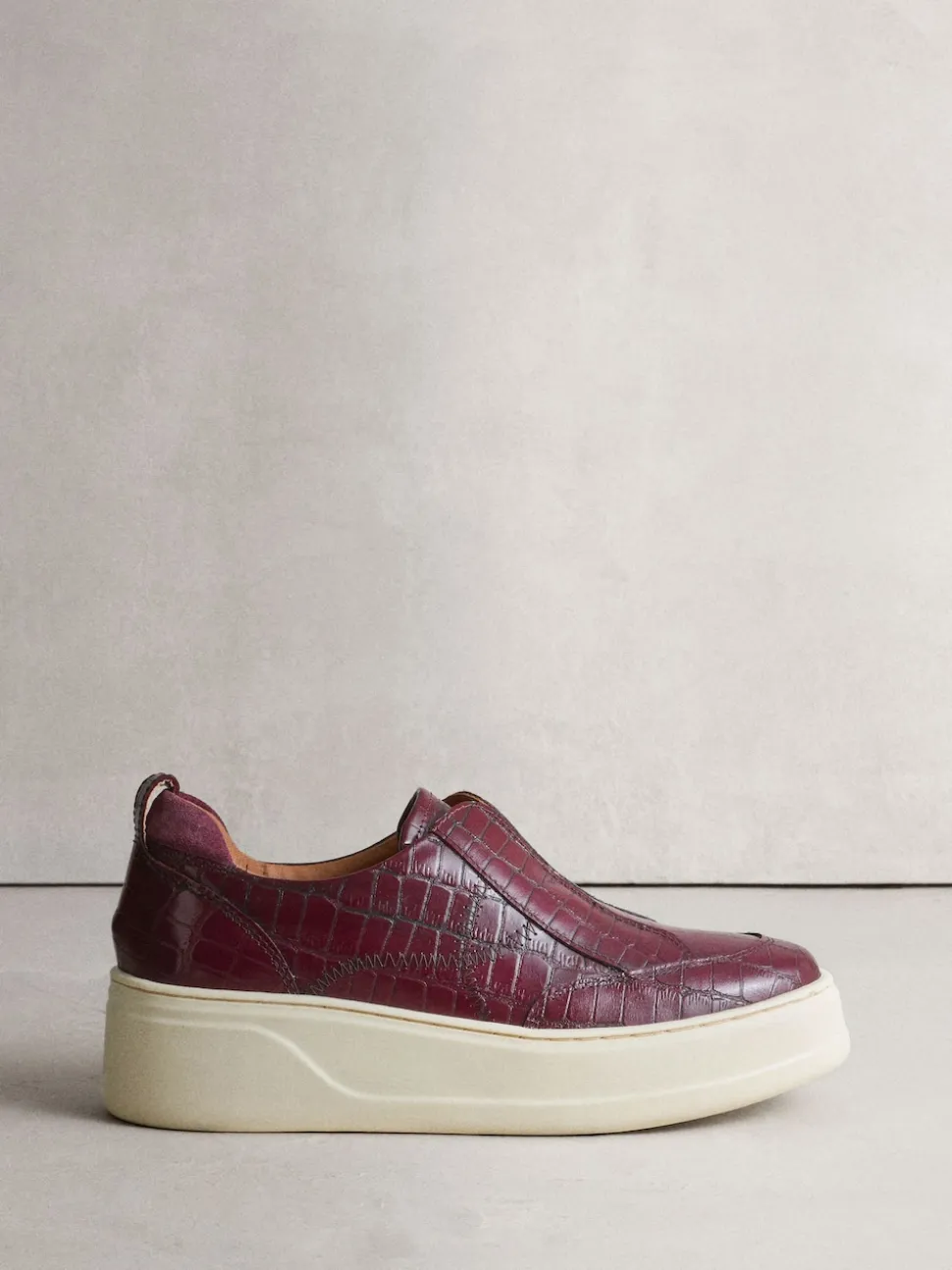 Effet Crocs bordeaux - Baskets Signature en cuir à plateforme compensée épaisse