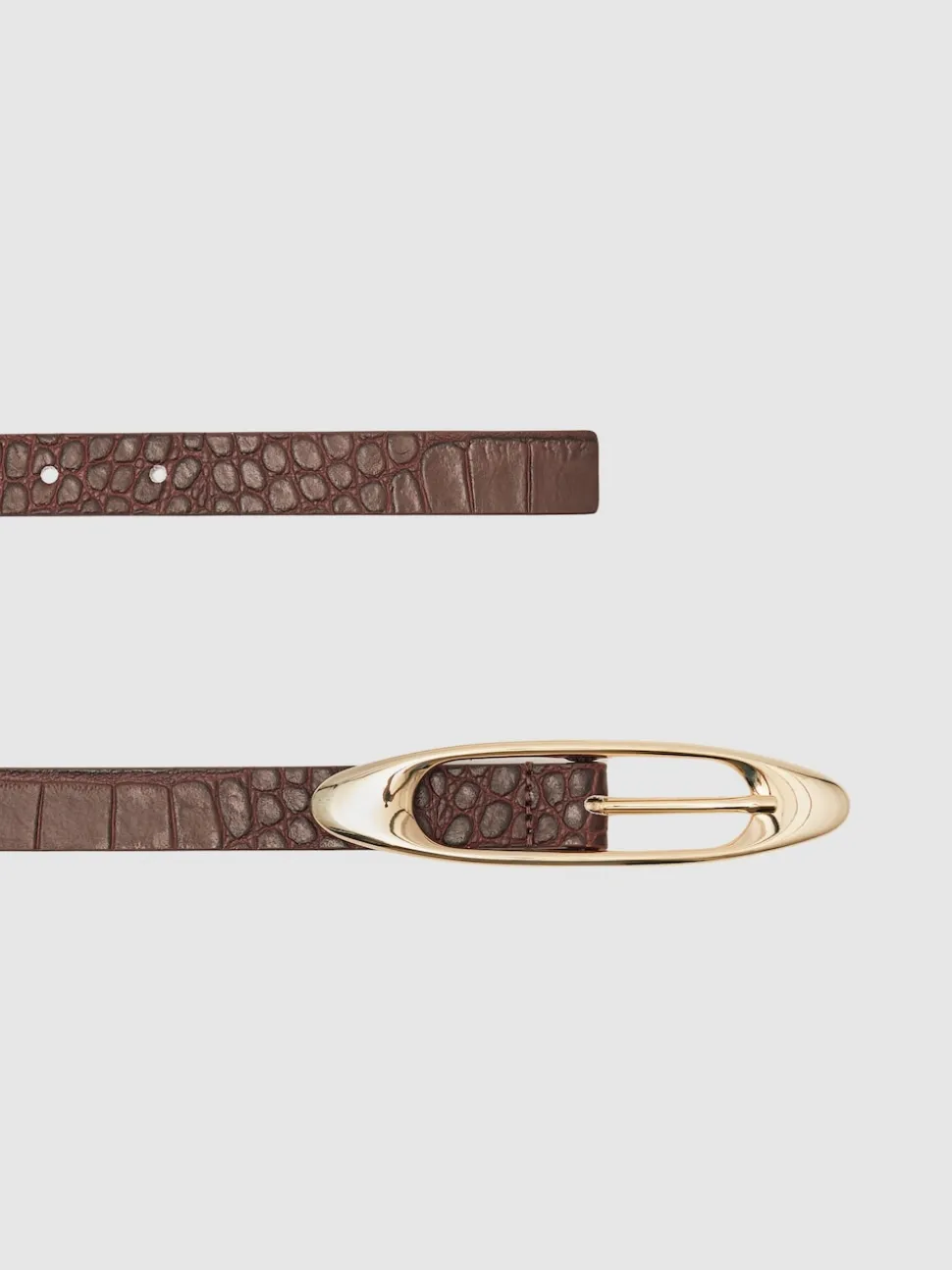 Effet Crocs bordeaux - Ceinture à boucle ovale en cuir Reiss Evelina