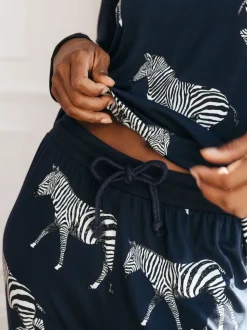 Ensemble pyjama classique zébré de Chelsea Peers, bleu marine
