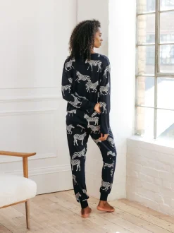 Ensemble pyjama classique zébré de Chelsea Peers, bleu marine