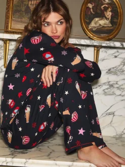 Ensemble pyjama court Urban Threads Urban Threads bleu marine chocolat chaud
