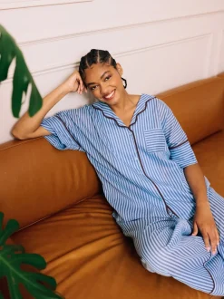 Ensemble pyjama long oversize en voile de coton à rayures Your Nibs Skinny